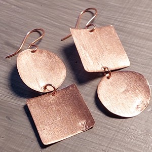 Cercei in forma de cerc patrat din cupru, , , ARTYNOS