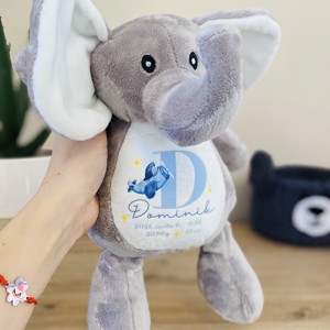 Elefant de pluș comemorativ - cu date de naștere -  - Artynos.ro