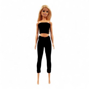 Pantaloni capri negri pentru păpușa Barbie, ciorapi, colanți  - ținută pentru păpuși de tip Barbie (a036fk) -  - Artynos.ro