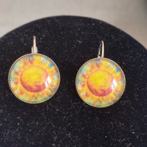 Cercei cu inchizatoare franceza inspirati de Van Gogh, cu accesorii din otel medical, , , ARTYNOS