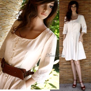 COLLEGE - rochie din in - îmbrăcăminte și modă - haine damă - rochie, dintr-o bucată - Artynos.ro