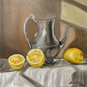 Lămâie și argint pictură în ulei -  - Artynos.ro