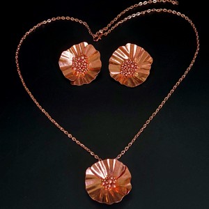 Cercei și colier Poppy din cupru -  - Artynos.ro