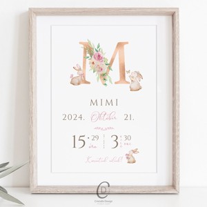 Am sosit poster copil, m-am nascut poster scrisoare, monograma, iepuras, , , ARTYNOS