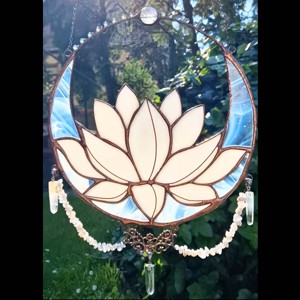 Captator de soare lotus cu voal de luna cu cristal de stanca si cuart roz, , , ARTYNOS