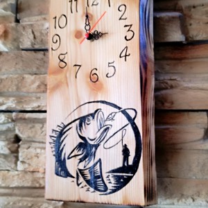 Ceas de perete din lemn pentru pescari  - casă & stil de viață - decorațiuni de casă - decorațiuni de pereți - ceasuri de perete - Artynos.ro