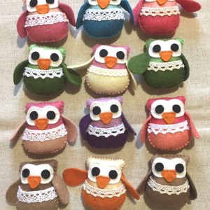 Prieteni bufniță din pâslă de lână (12pcs) -  - Artynos.ro