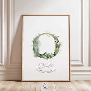 Scrisoare O, monograma, imagine zi nume, decorare, decor de perete verdeata, personalizat, , , ARTYNOS