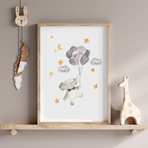 Decal de perete pentru camera copilului, poster elefant, set unic personalizat de imagini cu animale, 3 bucăți -  - Artynos.ro