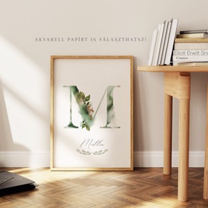 Litera M, monogramă, imagine onomastică, decor, acuarelă artă de perete, personalizată -  - Artynos.ro