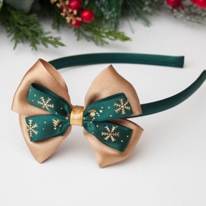 Cravata de par cu panglica de Craciun - auriu/verde inchis - Artynos.ro