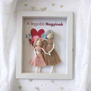 Imagine 3D personalizabila pentru bunici - decor macramé pentru copii in cadru alb, , , ARTYNOS