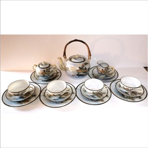 Set de ceai japonez antic, pictat manual, de o frumusete deosebita - Artynos.ro