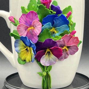 Cana cafea/ceai cu flori de panselute - casă & stil de viață - accesorii pentru echipamente de bucătărie - accesorii de servire - căni - Artynos.ro