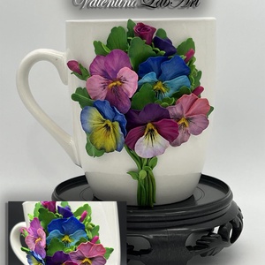 Cana cafea/ceai cu flori de panselute - accesorii locuință - accesorii pentru echipamente de bucătărie - accesorii de servire - căni - Artynos.ro