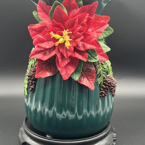 Vaza ceramica cu floare Poinsettia 3d din lut polimeric - Artynos.ro