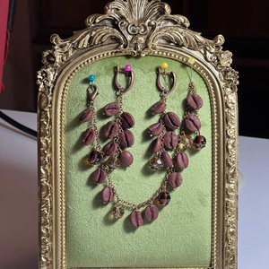 Set Aroma Feminității  bijuterii cu parfum de cafea - bijuterii - cercei - cercei candelabru - Artynos.ro