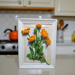 Tablou 3D cu flori de galbenele, Casă & Stil de viață, Accesorii pentru decorat casa, Picturi murale, Panouri și tablouri, panouri decorative, Lucrare cu argilă, Obiecte pictate, ARTYNOS