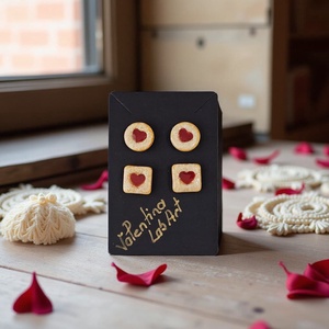 Cercei biscuiți cu inimă de zmeură, Bijuterii, Cercei, Cercei și ornamente pentru urechi, Altele, ARTYNOS