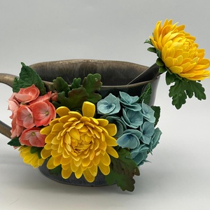 Cana ceramica cu flori din lut polimeric - casă & stil de viață - accesorii pentru echipamente de bucătărie - accesorii de servire - căni - Artynos.ro