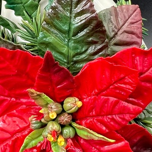 Vaza ceramica decorata manual cu Poinsettia - Artynos.ro