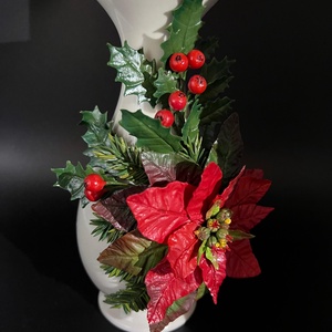 Vază ceramică decorată manual cu Poinsettia - casă & stil de viață - decorațiuni de casă - accesorii florale - vaze - Artynos.ro