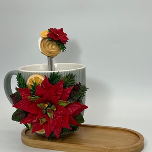 Cana cu Poinsettia din lut polimeric - Artynos.ro