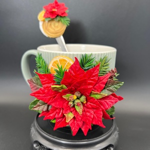 Cana cu Poinsettia din lut polimeric - casă & stil de viață - accesorii pentru echipamente de bucătărie - accesorii de servire - căni - Artynos.ro