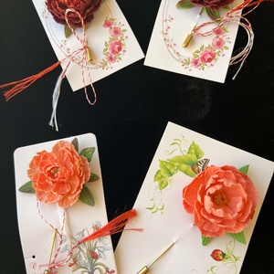 Martisor bujori din lut polimeric    - bijuterii - broșe - Artynos.ro