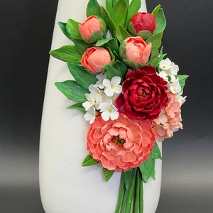 Vaza ceramica cu bujori si liliac-Primăvară Nesfârșită - casă & stil de viață - decorațiuni de casă - accesorii florale - vaze - Artynos.ro