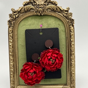 Cercei Bujori rosii  - bijuterii - cercei - cercei din rășină - Artynos.ro