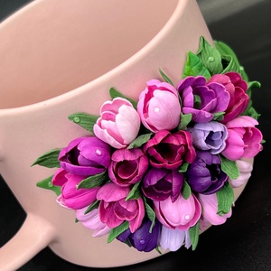 Cana ceramica cu lalele din lut polimeric - Artynos.ro