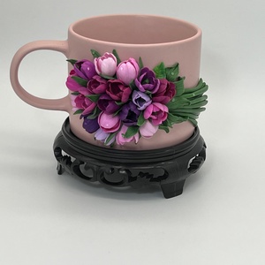 Cana ceramica cu lalele din lut polimeric - casă & stil de viață - echipamente de bucătărie - accesorii de servire - căni - Artynos.ro