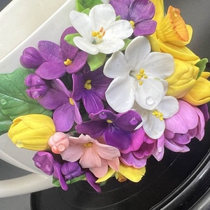 Ceasca ceramica si lingurita- decorate cu lut polimeric - casă & stil de viață - echipamente de bucătărie - accesorii de servire - căni - Artynos.ro