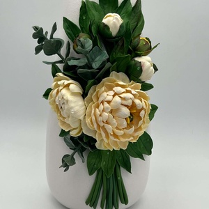  Vaza ceramica 22 cm cu bujori si eucalipt din lut polimeric - casă & stil de viață - decorațiuni de casă - accesorii florale - vaze - Artynos.ro