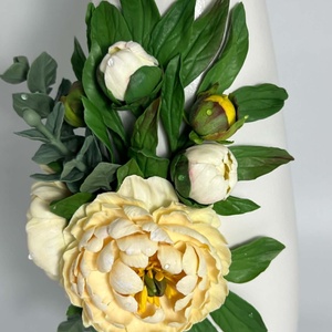  Vaza ceramica 22 cm cu bujori si eucalipt din lut polimeric - casă & stil de viață - decorațiuni de casă - accesorii florale - vaze - Artynos.ro