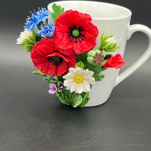 Cana ceramica cu flori de camp din lut polimeric - casă & stil de viață - echipamente de bucătărie - accesorii de servire - căni - Artynos.ro