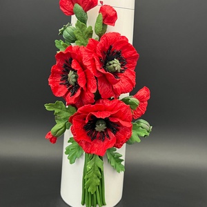 Vaza ceramica decorata cu maci din lut polimeric - casă & stil de viață - decorațiuni de casă - accesorii florale - vaze - Artynos.ro