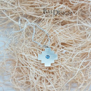 Pandantiv Inca chakana mediu cu safir - bijuterii - coliere - pandative - Artynos.ro