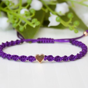 Bratara macramé impletita cu rasucire - Heart mov inchis/galben, , , ARTYNOS