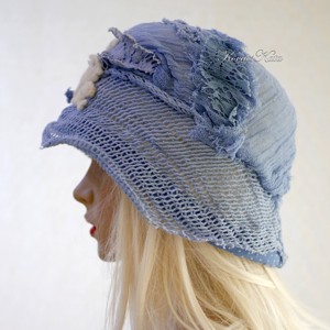 ART DECO - pălărie flapper / albastru cer - îmbrăcăminte și modă - eșarfe, pălării, fularuri - pălărie - Artynos.ro