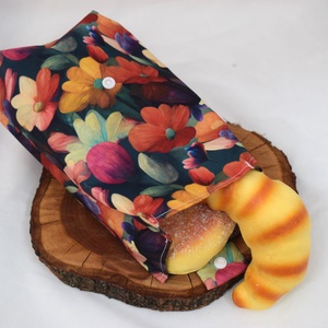 Sandvis-bag, lunchbag mare, ecologic, nowaste, flori de toamna - geantă și husă - cutie de prânz - pungă și cutie de prânz - Artynos.ro