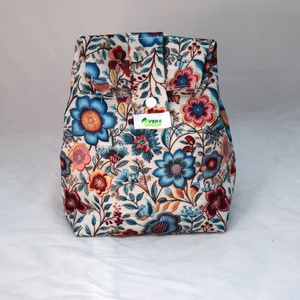 Sandvis-bag, lunchbag mare, ecologic, nowaste, flori brodate - geantă și husă - cutie de prânz - pungă și cutie de prânz - Artynos.ro