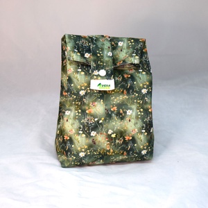 Sandvis-bag, lunchbag mare, ecologic, nowaste, flori pe camp, verde - geantă și husă - cutie de prânz - pungă și cutie de prânz - Artynos.ro