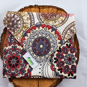 Servetel ecologic, din textil, nowaste, pentru sandvisuri, mandala, rosu (sandwich wrapper), Casa & Stil de viata, Accesorii pentru echipamente de bucatarie, Textile pentru bucatarie, Servetele, servetele textile, Cusatura, ARTYNOS
