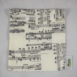 Snackbag pentru sandvisuri, merinde, snack, ecologic, no waste, marimea M, cota, note muzicale, alb - geantă și husă - cutie de prânz - pungă și cutie de prânz - Artynos.ro