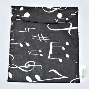 Snackbag pentru sandvisuri, merinde, snack, ecologic, no waste, marimea M, muzica, negru, Geanta si husa, Cutie de pranz, Punga si cutie de pranz, , ARTYNOS