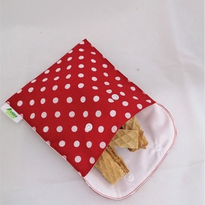 Snackbag pentru sandvisuri, merinde, snack, ecologic, no waste, marimea M, rosu cu buline, Geanta si husa, Cutie de pranz, Punga si cutie de pranz, , ARTYNOS