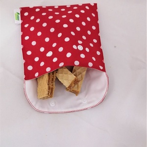 Snackbag pentru sandvisuri, merinde, snack, ecologic, no waste, marimea M, rosu cu buline - geantă și husă - cutie de prânz - pungă și cutie de prânz - Artynos.ro