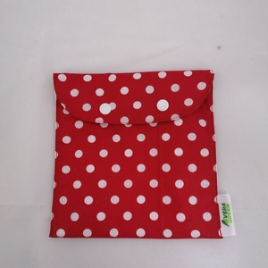 Snackbag pentru sandvisuri, merinde, snack, ecologic, no waste, marimea M, rosu cu buline - geantă și husă - cutie de prânz - pungă și cutie de prânz - Artynos.ro